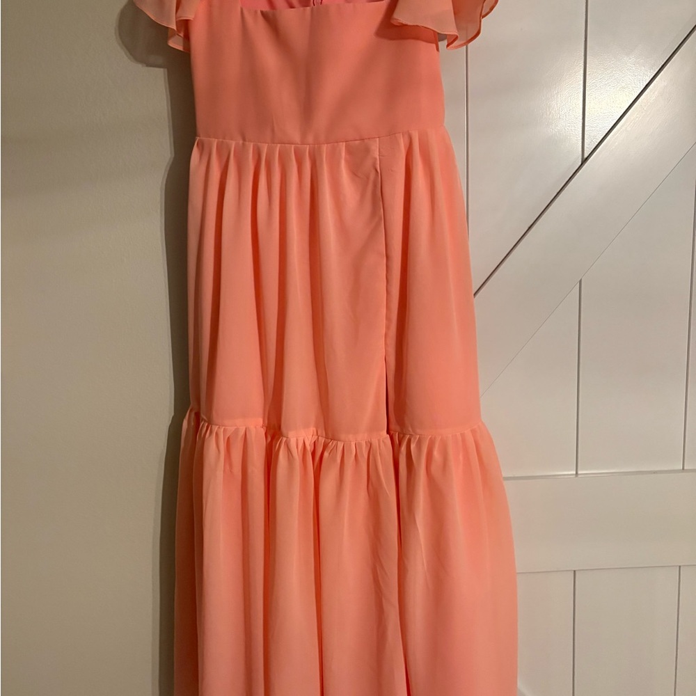 Girls Peach Tiered Maxi Dress